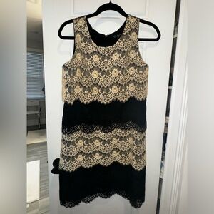 Jessica Simpson Black Tan Tiered Lace Dress